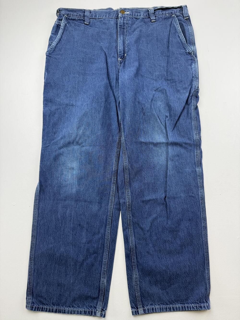 Carhartt B82-83 Jeans Mens 38x30 Blue Med Wash Denim Relaxed Straight Carpenter